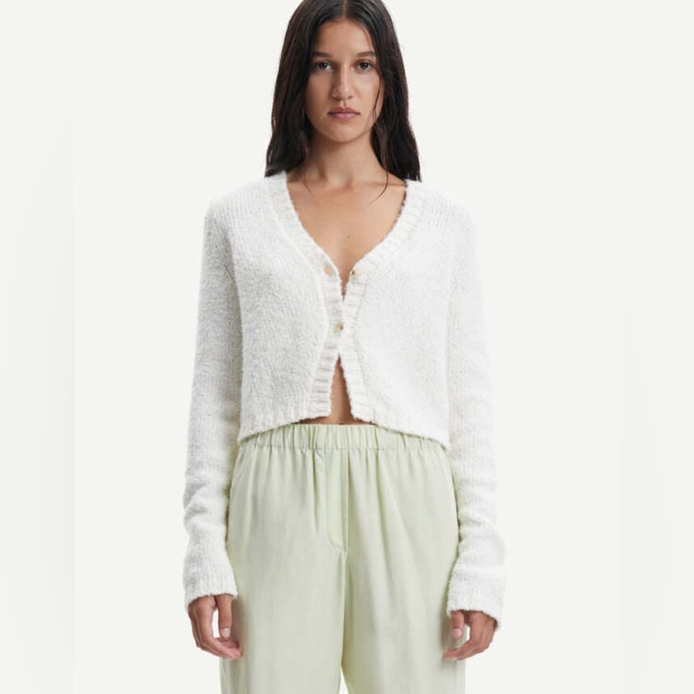 SAMSØE SAMSØE Jazmin Cardigan Alpaca Cotton Blend Preppy Whisper White Large